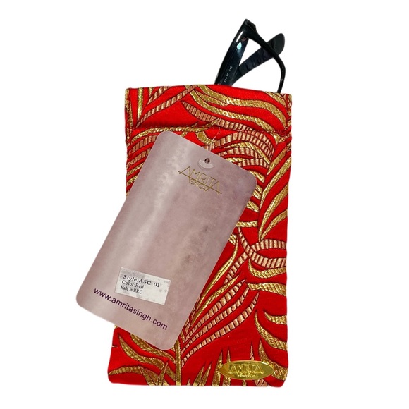 🎁 AMRITA SINGH Beijing Eyewear Case Red/Gold NWT - Picture 2 of 12